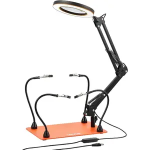 VEVOR Magnetic Helping Hands Soldering Station, 4 Flexible Arms Third Hand Tool, with 6 PCB Pillar Holders 360 Hot Air Gun Holder, Heavy - Duty Base Soldering Helper for Electronic Repair CraftVEVOR Super Brand Day