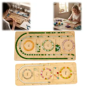 Bamboo Bead Board for Jewelry Making - 2-in-1 Bracelet & Necklace Design Tray with Precision Markings, Craft Organizer for Jewelry Designers & DIY Enthusiasts