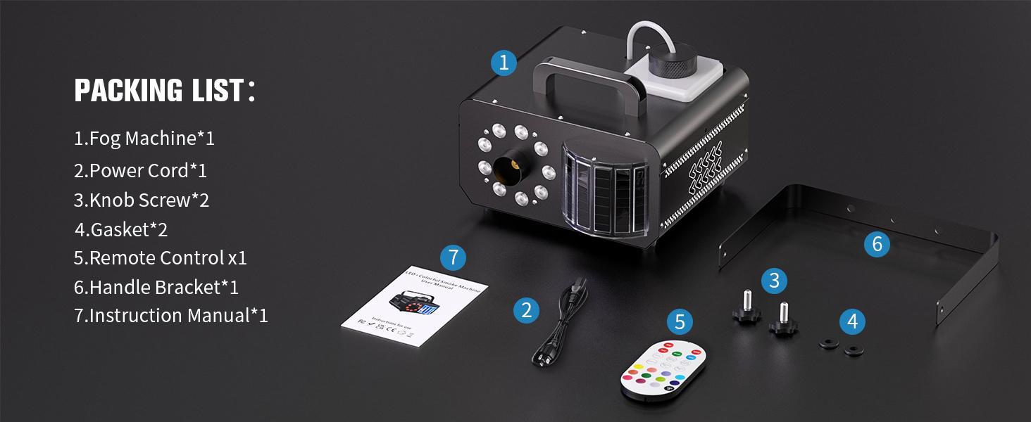 UKING 1200W RGB LED Fog Machine with Remote Control & Magic Ball Light 3-in-1 Smoke and Light Effects for Halloween Christmas and Thanksgiving