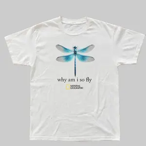 Gildan Dragonfly Graphic T-Shirt, Why Am I So Fly Tee, Blue Dragonfly Nature Shirt, Insect Illustration Cotton T-Shirt, Vintage Wildlife Graphic Tee, Unisex Casual Shirt for Men and Women