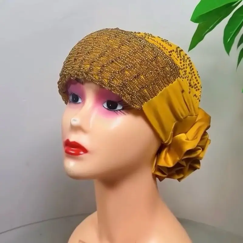 Stones Ruffled Rose Turban
