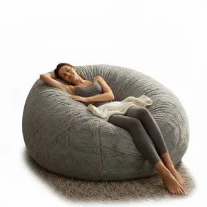 REAL 5FT/6FT (with Filler) bean bag Lazy sofa beanbag Chair Ship Free High-Rebound Memory Foam Furniture Flannel Cover Removable