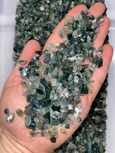 Bulk Moss Agate Stone Chips (1 lb. Bag) Size 5mm to 7mm, Natural Moss Agate Gemstone Chips