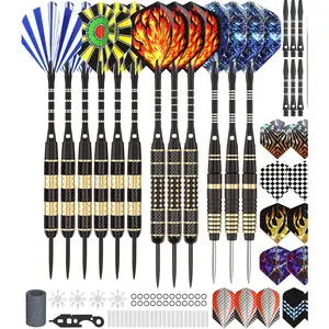 Darts Metal Tip Set, Steel Tip Darts Set 20 Grams 24 Grams and 26 Grams Professional Darts for Dartboard with Aluminum Shafts, Brass Barrels, Extra Flights, Sharpener Tool Kit, Carrying Case