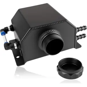 1L Black Aluminum Coolant Overflow Expansion Radiator Reservoir Tank for Universal Cars