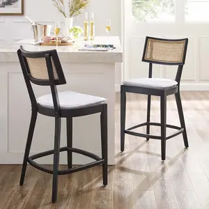 Modway Caledonia Wood Counter Stools - Set of 2 in Black White