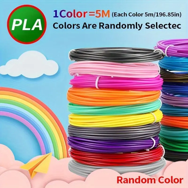 1.75mm PLA 3D Printing Filament Bundle, Bulk Crafting Supplies - 20 Random Colors, 196in Length per Color, 3D Pen Excluded, for DIY Enthusiasts, Ideal Gift for Birthdays/Christmas/Back-to-School