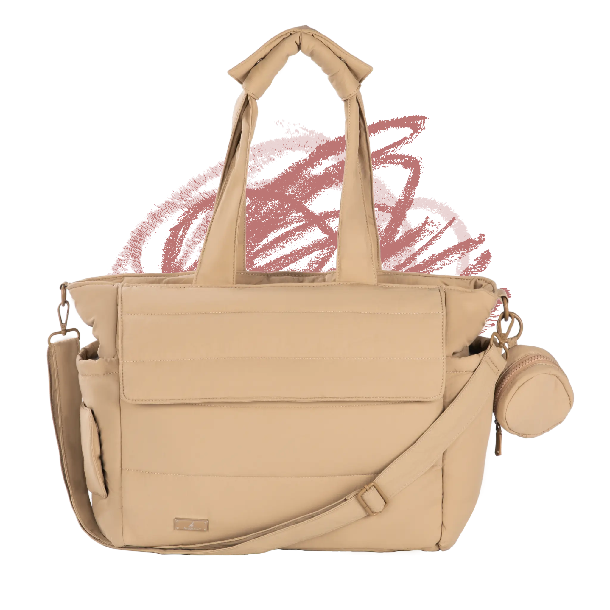 BabbleRoo Puffer Tote Baby Bag | Large Capacity 14-Pocket Waterproof Diaper Bag with Laptop Sleeve, Wet Pouch & Suitcase Strap
