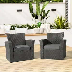 Harmony Outdoor Patio Seat Chair Square Cushions with Piping (Set of 2)