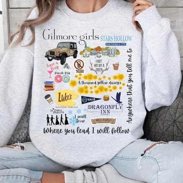 Gilmore girls sweatshirt, Stars Hollow Dragonfly Cotton Crewneck Sweater