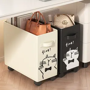 2-Pack Mobile Storage Cart, White & Black Under Desk Rolling Organizer, Multi-Function Storage Bin for Office & Dorm, Movable Shelf for Yoga Mat & Laundry, Compact Space Laundry Basket