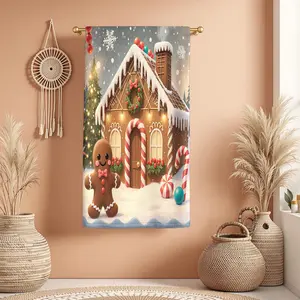 1Pc CHRISTMAS STYLE GINGERBREAD HOUSE WITH CANDY DECOR Bathroom Hand Towel Bath Towel, Multiple Size Microfiber Towel, Ultra-Soft Quick Dry and Absorbent Polyester Large Bath Towel, Unique Home Decorative Kitchen Tow