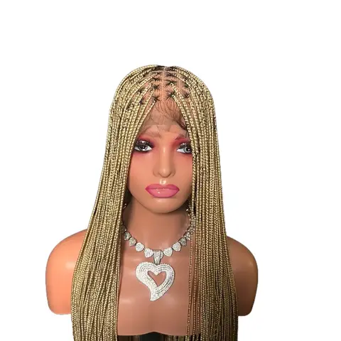 Black Friday 40inches knotless braided wig striking fluffy wigs with baby hair, full lace hand made mixed color wigs for party and daily use.