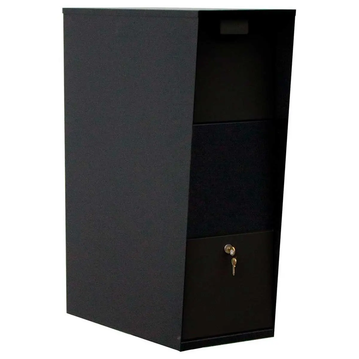 QualArc Traditional Black Galvanized Steel Antitheft Lock Door Letterbox for Travelers, Locking Post & Column Mount, Full Metal Construction Heavy-Duty Model, 37 lbs Rust-Proof Finish, Hinged Hopper Door, Easy-to-Follow Instructions