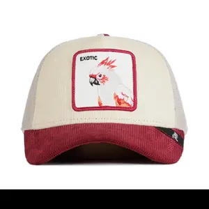 Vintage Embroidered Animal Patch Corduroy Trucker Cap for Men