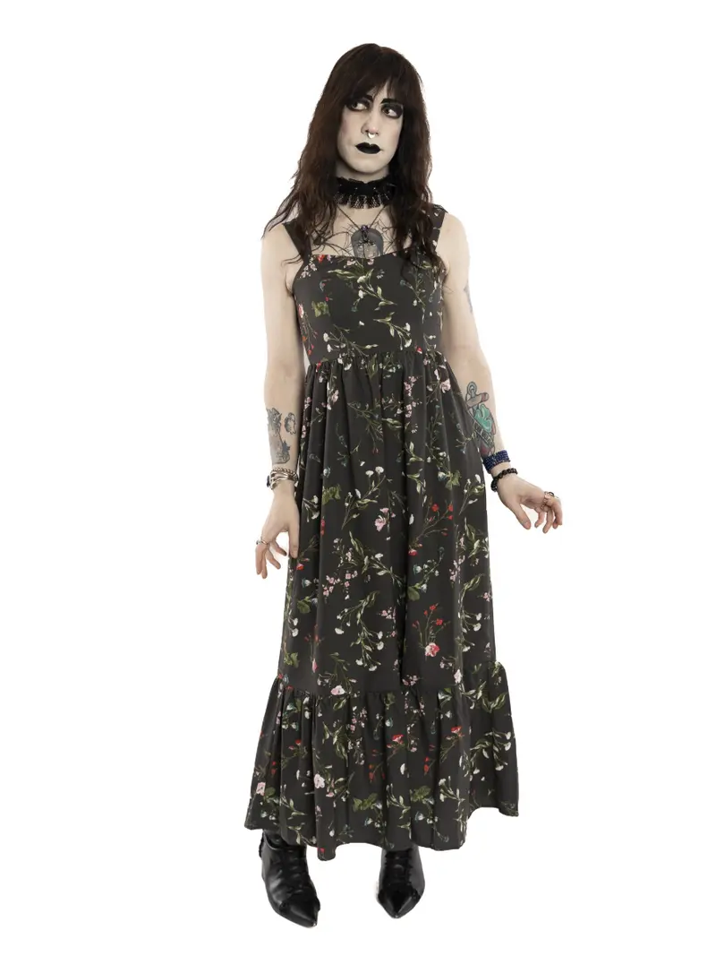 large floral maxi dress VENUS Large Poppies Maxi Dress | Black Floral