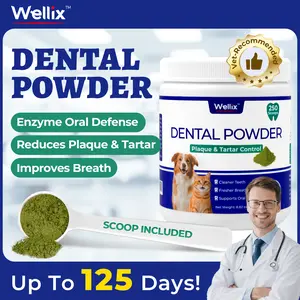 Wellix 250g Pet Teeth Cleaning Powder - Reduce Plaque & Tartar with Enzymes & Mint for Dogs and Cats