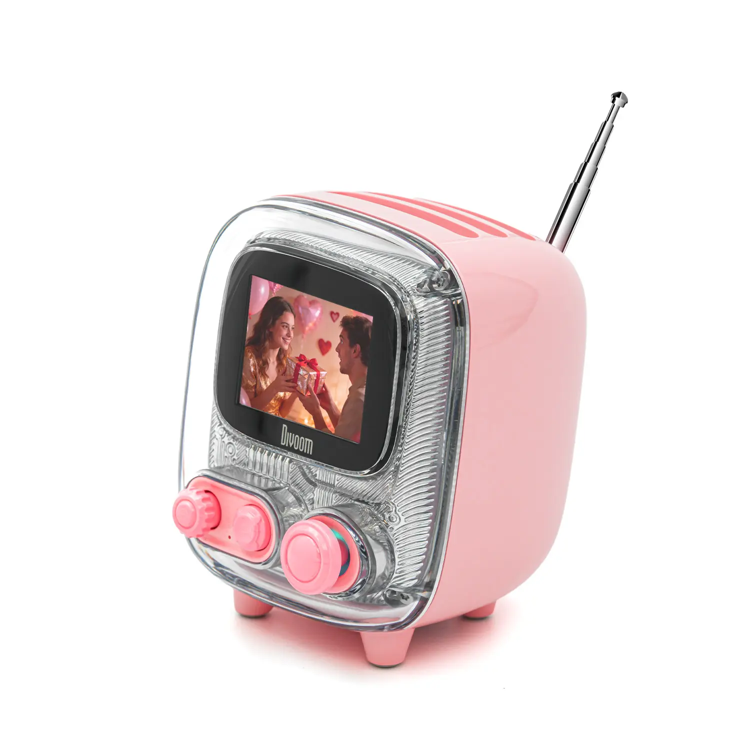 Divoom Tiivoo-2 Portable Bluetooth Speaker - Audio Sound System, Cool Gadgets, WiFi, Cute Retro TV Design, FM Radio, White Noise, Button-Controlled, Bedroom Use, Vintage Desk Decor, Father's Day Gift