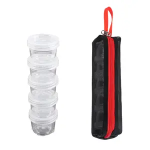 Camping seasoning container set, portable and modular outdoor barbecue seasoning sealing combination 5-piece set