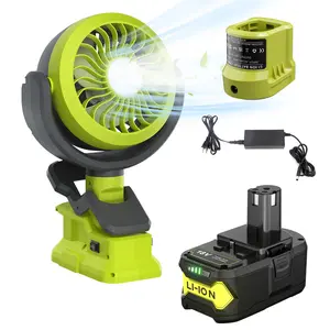 Ryobi Portable Fan with 3-Level LED Light Compatible with 18V Battery Cordless for Home Outdoor Camping Picnic Job Site 2-in-1 Multi-Functional Design
