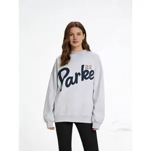 PARKE Casual Sweatshirt with Embroidery, Unisex, Pure Cotton, Loose Fit, Slimming, Versatile Top
