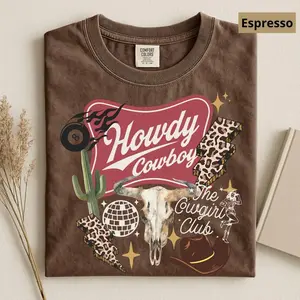 Comfort Colors Comfort Colors Western Collage Graphic Tee, Comfort Colors Country Tee, Vintage Cowboy Skull Disco Shirt , Rodeo Shirt Cotton Graphic Tees Funny Shirt Tee