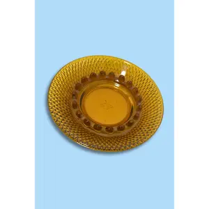 Vintage 1970s Mid Century Amber Hobnail Glass Ashtray