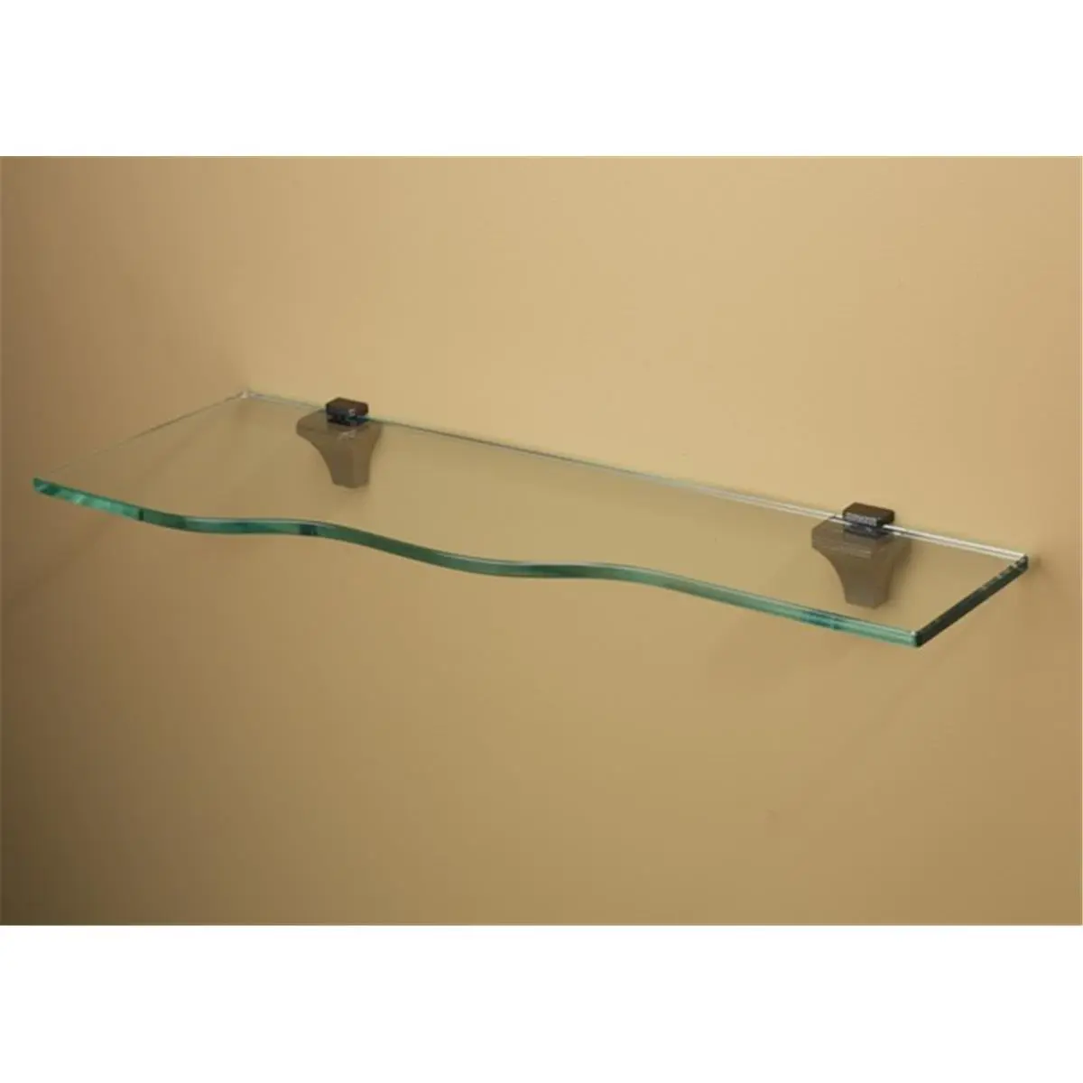 212 MAIN Amore Designs & Concepts Flowing Shape Bliss Clear Glass Wall Shelf - Wall-Mounted Organizer for Home, Commercial Use (1 Shelf)