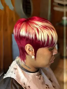 Women's Glueless Ombre Pixie Cut Human Hair Wig, to Blonde Color, 150% Density, Natural Look, Short Layered Bangs, Party & Daily Wear