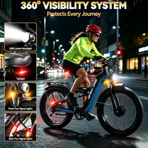 EBycco V9, 9000W peak dual motor electric bike for adults, 55 MPH fat tire e-bike, 52V 30Ah removable battery, 80–120 mile range, full suspension, hydraulic brakes, UL certified