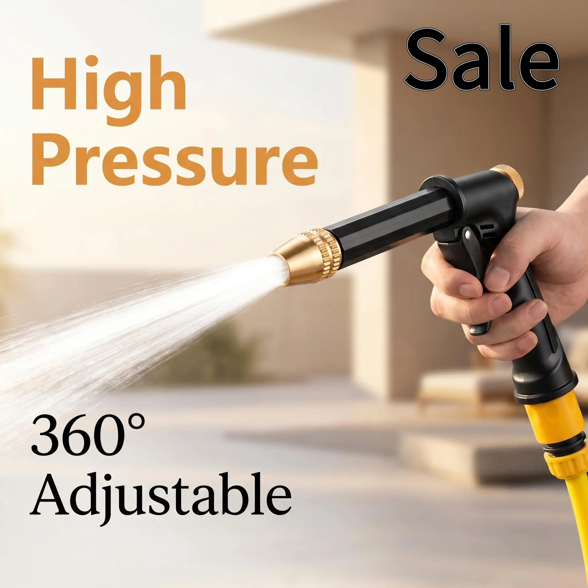 High Pressure Garden Hose Nozzle 360 Adjustable Water Hose Sprayer Heavy Duty Spray Wand Power Washer Attachment for Lawn Yard Watering Car Wash Auto Detailing Outdoor Home Cleaning Tools Practical Gifts for Men Husband Dad Birthday Essentials 2026