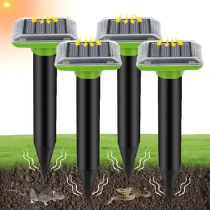 4-Pack Animal Repellent Device, 2026 Upgraded Solar Powered Ultrasonic Snake Repellent, Waterproof IP65, Cat Repellent Outdoor for Lawns Garden & Yard, Rodent Repeller for Snakes, Moles, Voles, Rats, Raccoons, Deer, Gophers, Cats, Rabbits
