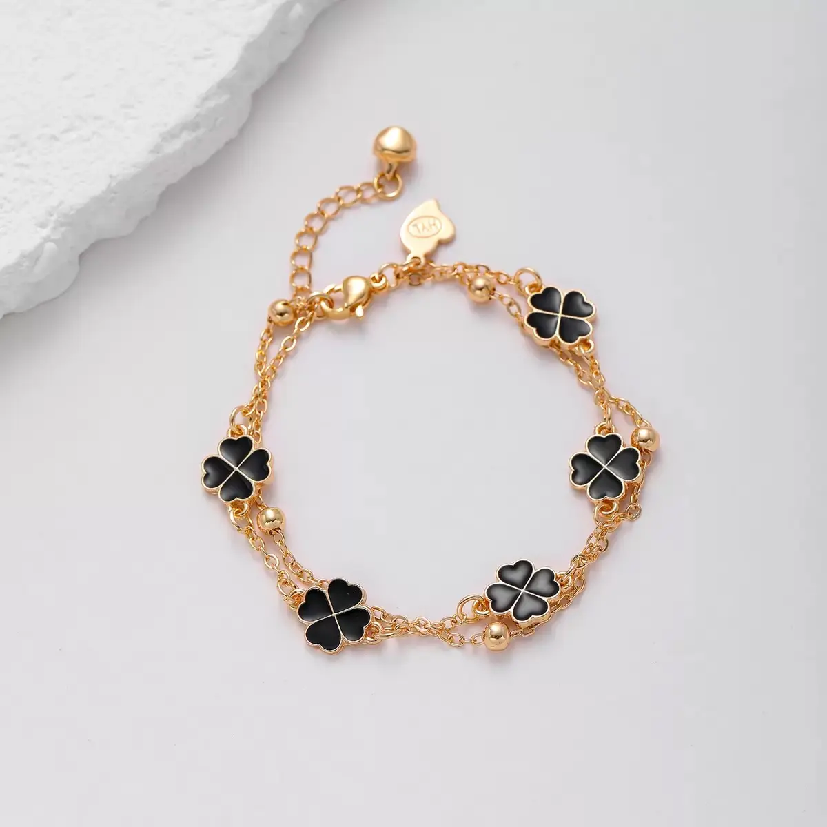 double layer leaf flower bracelet black red white green