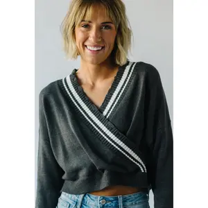 The Lindale Distressed Detail Sweater in Charcoal