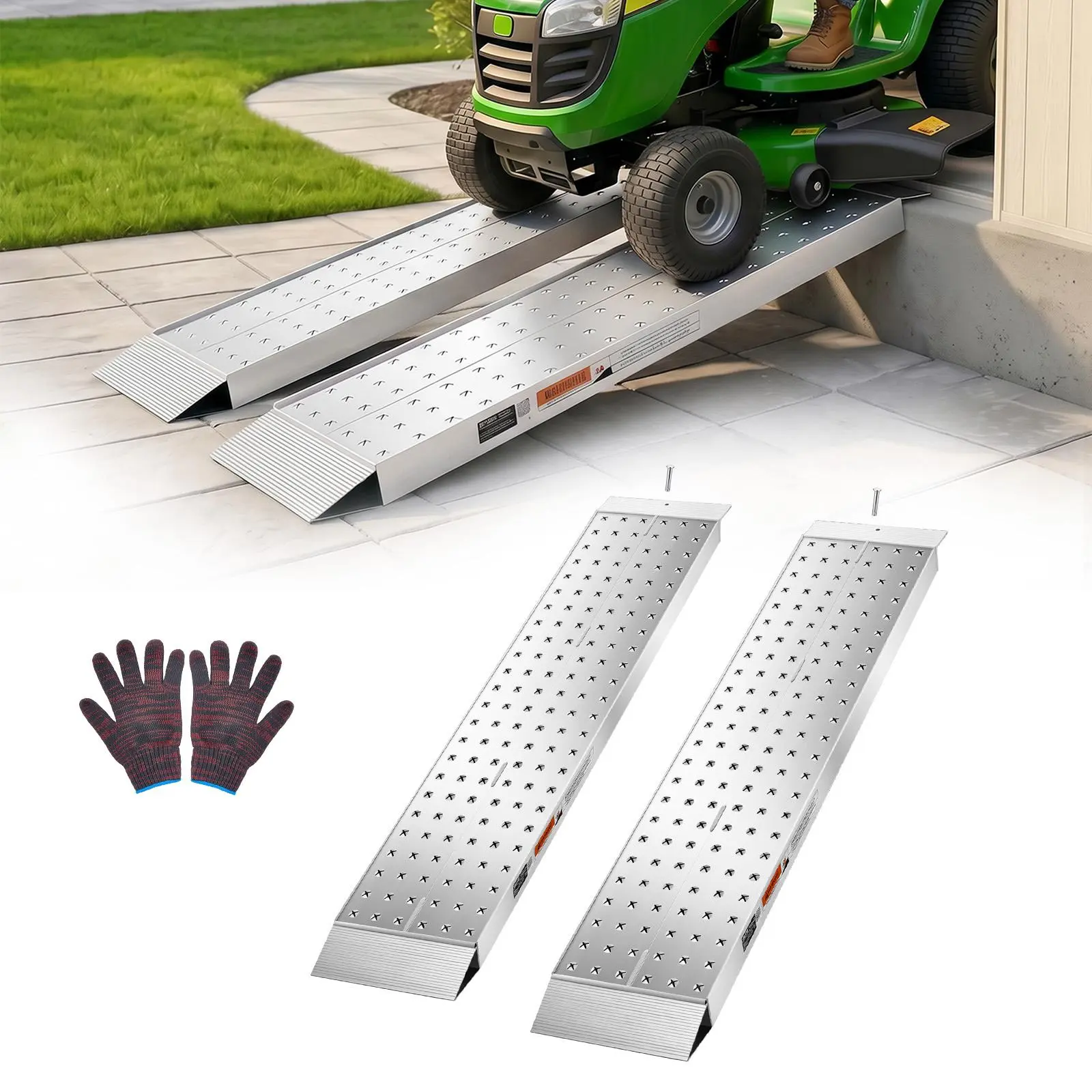 【summerfinds】VEVOR Aluminum Trailer Ramps, 2PCS 55 x 12 in, Heavy-Duty ATV Ramp Set with Anti-Slip Plates, 3000LBS Combined Capacity Loading Ramps for Motorcycles, Lawn Mowers, Farm Tractors, Carts