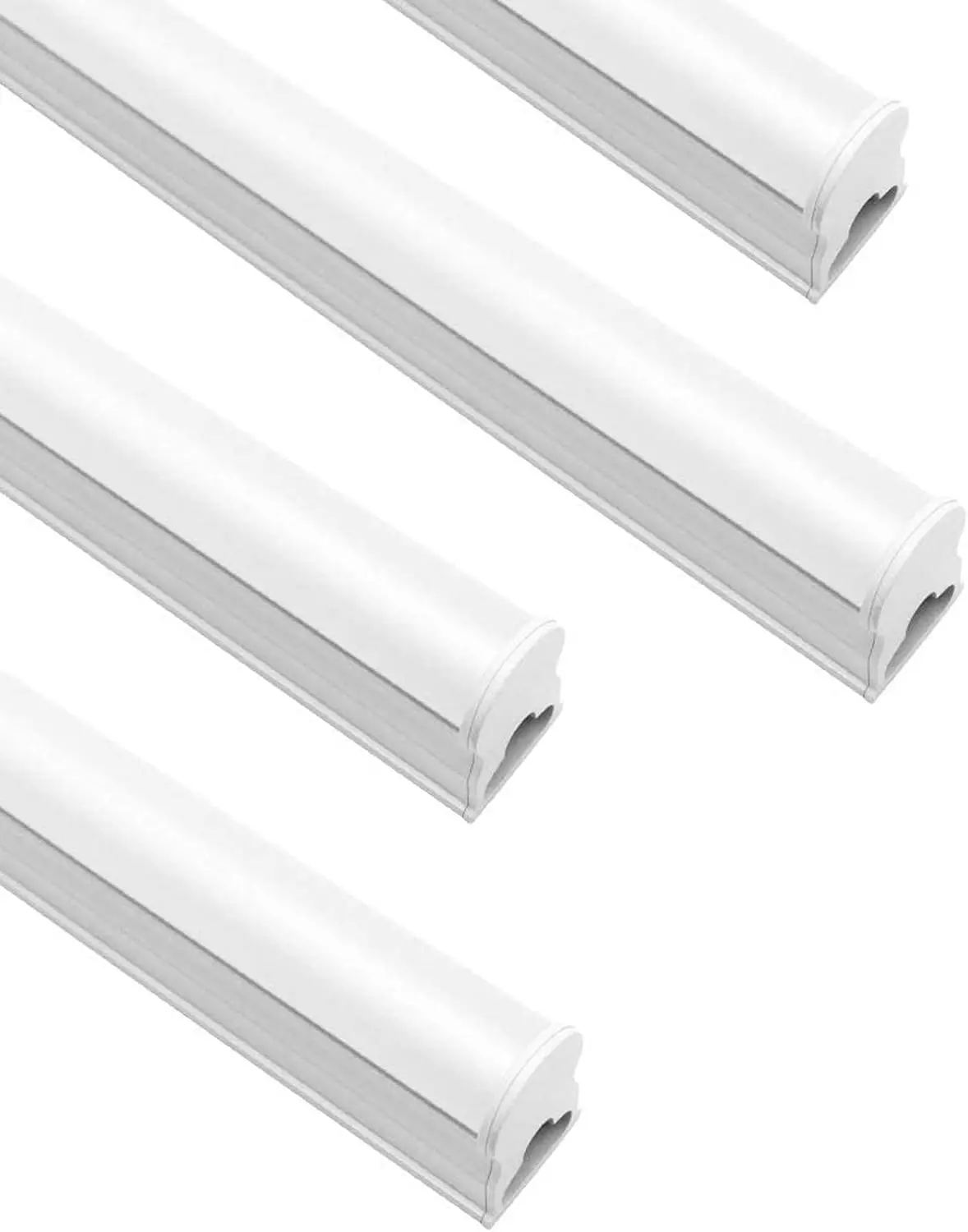 4-Pack 4FT T5 Integrated Linkable LED Shop Light Fixture, 20W Warm White 3000-3500K, Corded Electric with Built-in ON/OFF Switch, for Workbench, Schools, Office, Basement Ceiling & Under Cabinet Lighting