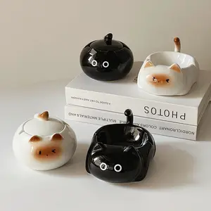 Charming Ceramic Cat-Shaped Ashtray with Lid - Classic Style, Irregular Shape, Perfect for Smokers, Ideal Father'S Day Gift, Smoke Accessory|Whimsical Decor|Creative Craftsmanship