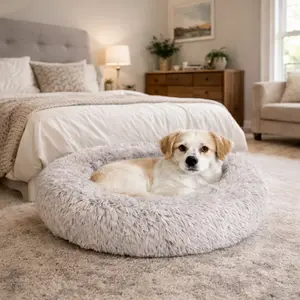 Calming Dog Bed – Soft Plush Faux Fur, Anti-Slip & Washable Round Pet Bed for Better Sleep Calming Dog Bed – Soft Plush Faux Fur, Anti-Slip & Washable Round Pet Bed for Better Sleep