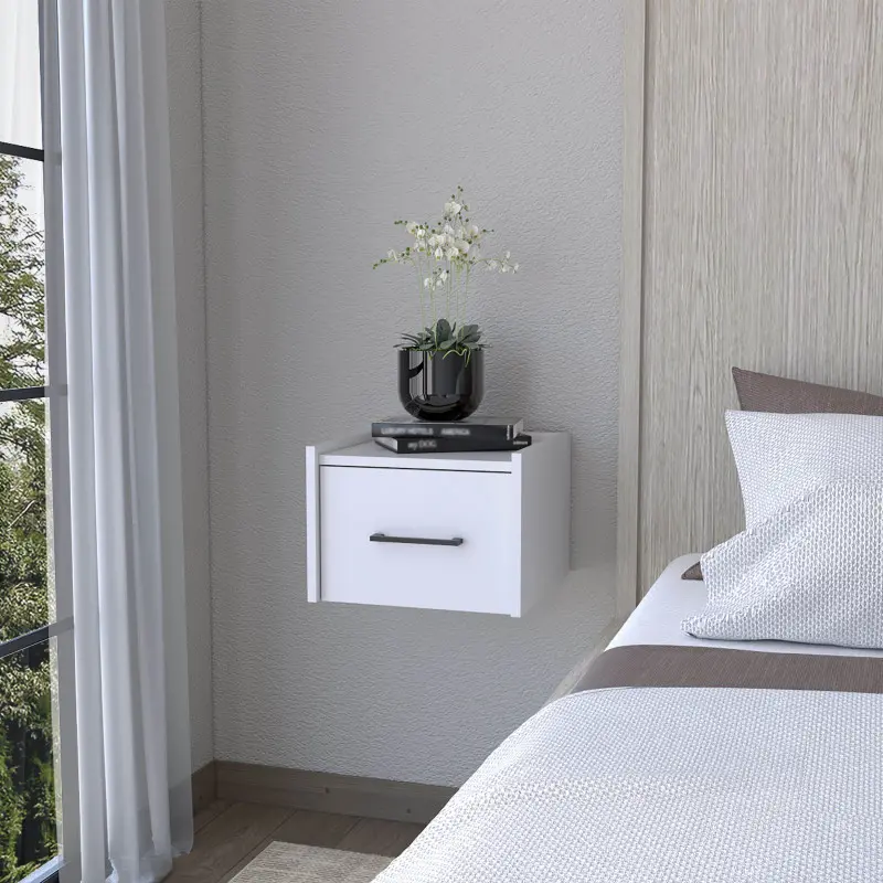 Elfrida Wall-Mounted Nightstand Sleek Single-Drawer Design with Spacious Top Shelf
