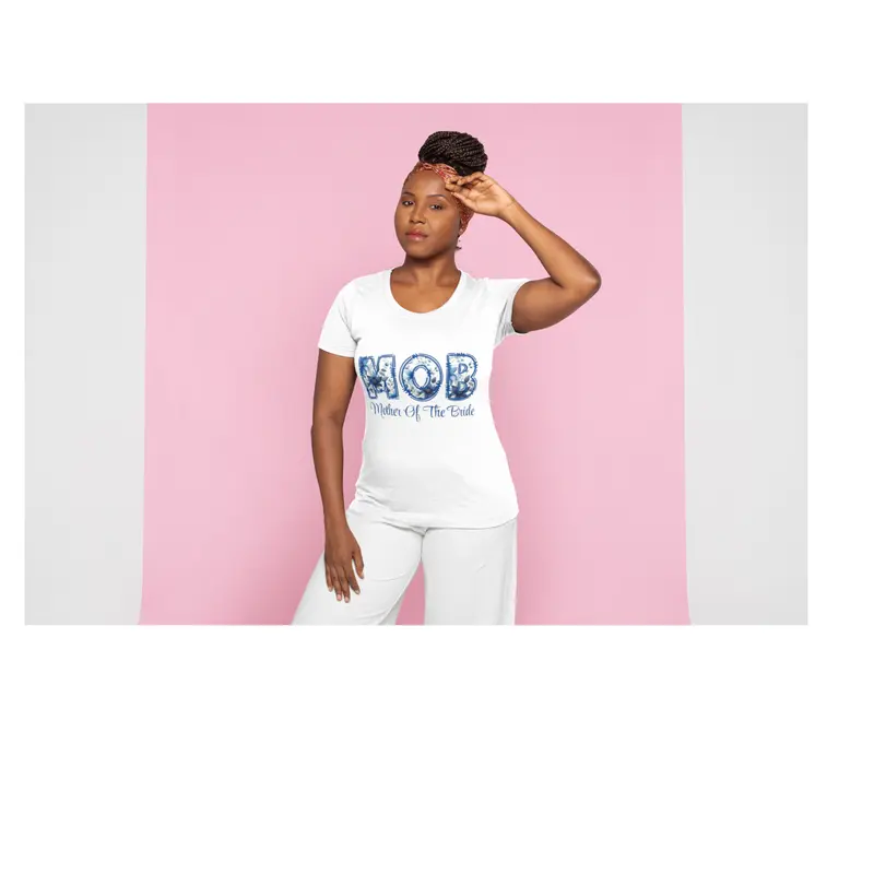 Custom Shirt Design Plus Size Family Reunions Graduations Birthdays Family Vacations Weddings and More White T-Shirt with "HOB" Print