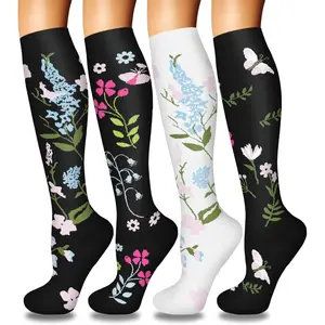 4 Pairs Compression Socks for Women Medical Grade Circulation Support 20-30 MmHg for Nurses Running Travel Swelling Relief Breathable Fabric