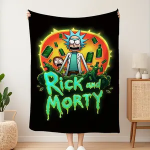 Rick and Morty Flannel Blanket - Soft All-Season Lightweight Throw with Vibrant Character Design for Office Naps, Camping & Living Room - Perfect Gift for Fans (Christmas, Thanksgiving, Independence Day), Playful Home Decor, Plush Comfort