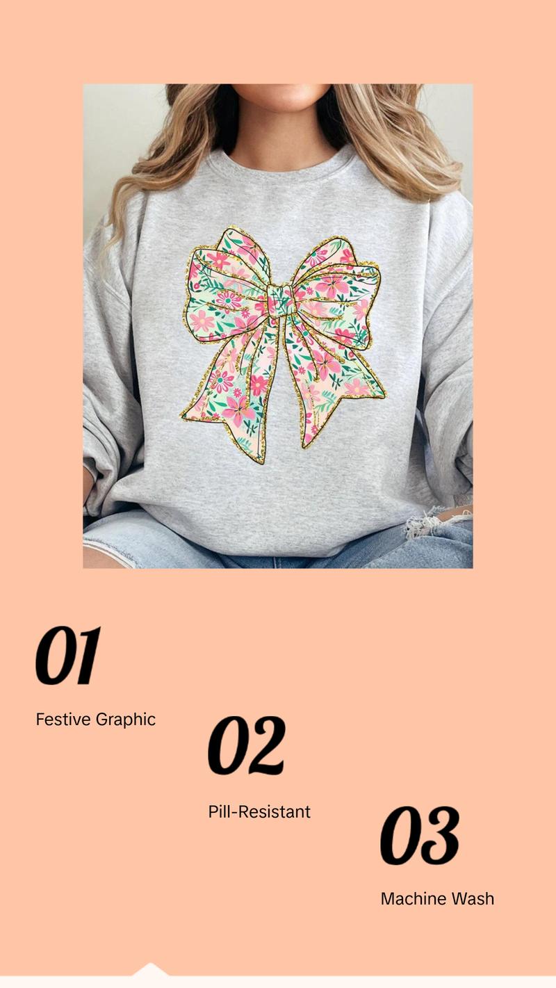 Preppy Blossom Bow Unisex NuBlend Crew Sweatshirt CHRISTMAS 2024