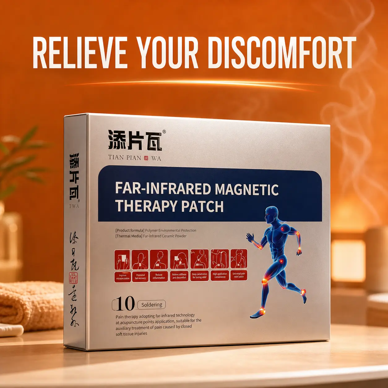 Far Infrared Magnetic Therapy Patch, Self-Adhesive Body Comfort Patch for Back, Shoulder, Neck, Knee and Muscle Care