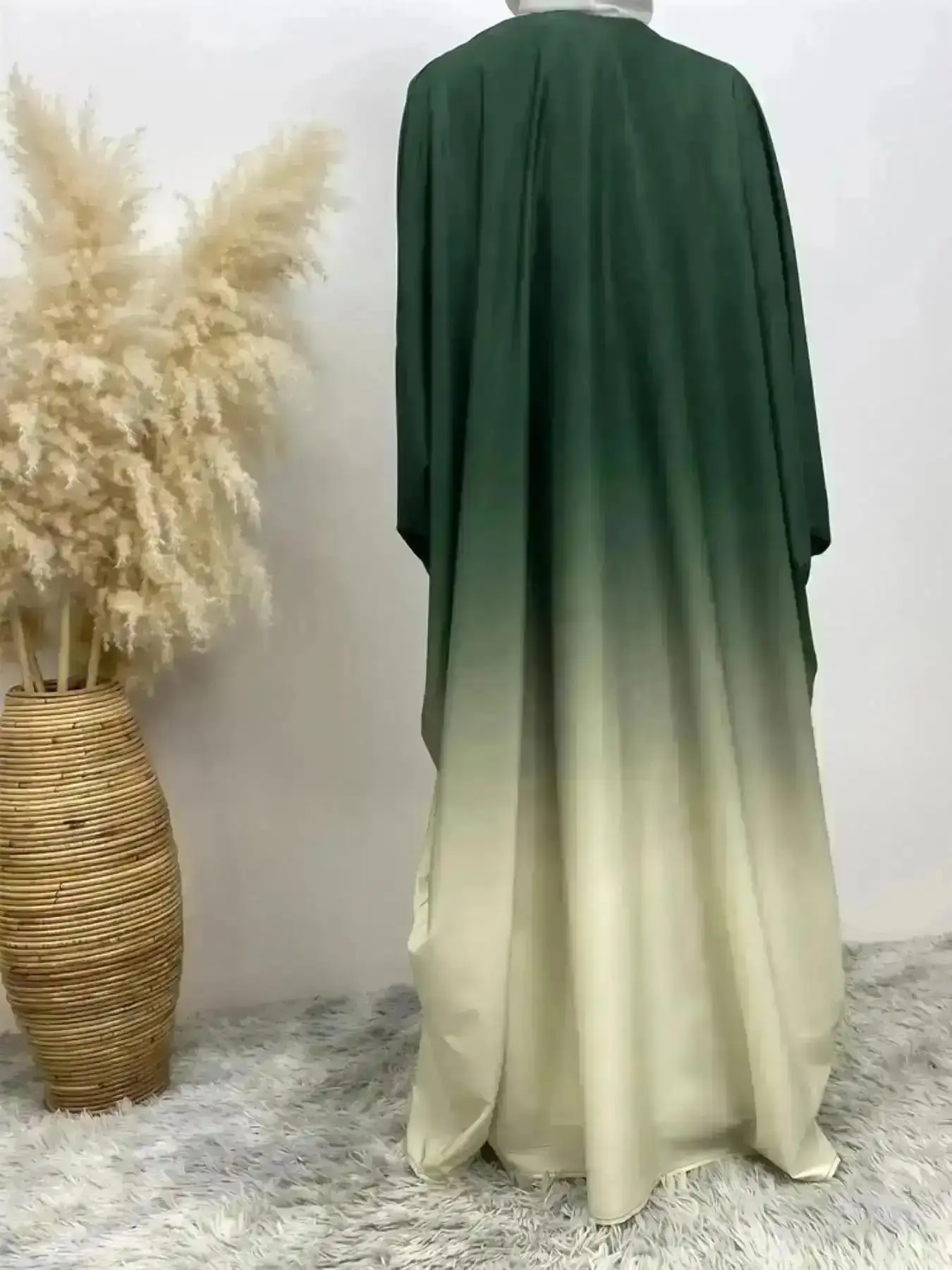 Trendy 2026 Arabic Clothing-Ombre Batwing Sleeve Open Front Abaya Without Dress & Hijab, Modest Long Maxi Abayas for Daily Wear, Women's Islamic Clothing Fall & Winter, Casual Cool, Daily Grind, Coffee Date