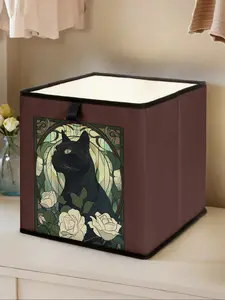 Cat Pattern Open Storage Box, Multifunctional Storage Bin, Stackable Drawer Organizer, Durable Multi-Functional Design for Home Dorm Room Organization
