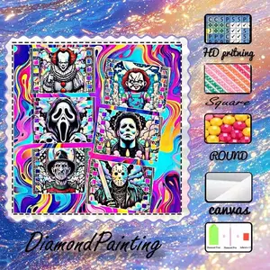 DIY 5D Flocking Cloth Diamond Painting Craft Kit, AB diamonds, fairy dust diamonds, crystal diamonds, clown, zombie, knife, diamond embroidery, special technique diamond art kit, wall decoration, gift for family, loved ones, and friends