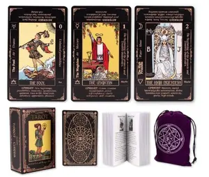 Tarot Cards for Beginners, Classic Tarot Cards with Meanings on Them, Durable Tarot Cards with Guide Book for Beginners (Black)