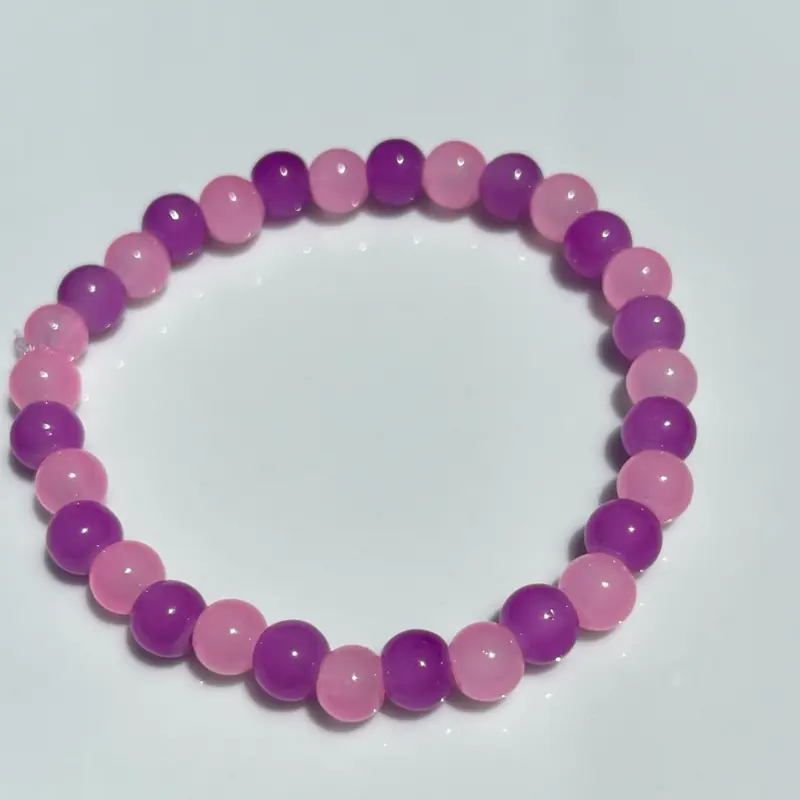 Pink and Purple Glass Bead Dream Bracelet, Elegant Jewelry Set, Accessories for Women, Female Everyday Jewelry Stack