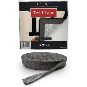 DABLINE 50 Yard Twill Tape for Binding Rug Edges - 1.5 inch Wide Herringbone Poly Cotton Twill Tape for Tufting Rugs (Dark)